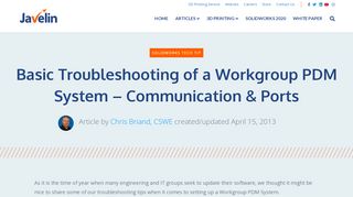 
                            3. Basic Troubleshooting of a Workgroup PDM System - Communication ...