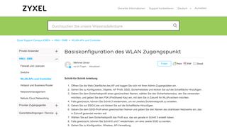 
                            9. Basiskonfiguration des WLAN Zugangspunkt – Zyxel Support Campus ...