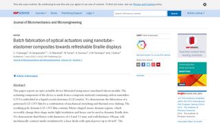 
                            11. Batch fabrication of optical actuators using nanotube–elastomer ...