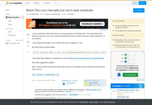 
                            1. Batch File runs manually but not in task scheduler - Stack Overflow