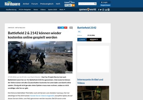 
                            4. Battlefield 2 & 2142 können wieder kostenlos online gespielt werden