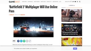 
                            6. 'Battlefield 3' Multiplayer Will Use Online Pass – Game Rant