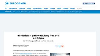 
                            11. Battlefield 4 gets week long free trial on Origin • Eurogamer.net