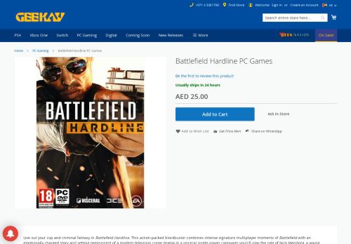 
                            12. Battlefield Hardline PC Games - Buy online at Geekay Games UAE