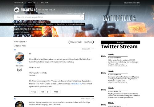 
                            5. Battlelog login problem - Answer HQ