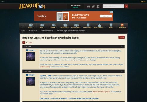 
                            7. Battle.net Login and Hearthstone Purchasing Issues - Technical ...