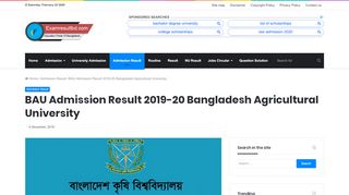 
                            5. BAU Admission Result 2018-19 bau.edu.bd [ bau result]