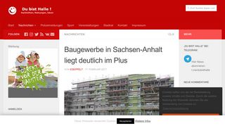 
                            12. Baugewerbe in Sachsen-Anhalt liegt deutlich im Plus – Du bist Halle