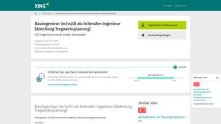 
                            7. Bauingenieur (m/w/d) als leitender Ingenieur (Abteilung ... - Xing