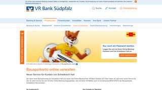
                            11. Bausparkonto online - VR Bank Südpfalz