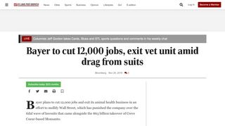 
                            12. Bayer to cut 12,000 jobs, exit vet unit amid drag from suits | Business ...