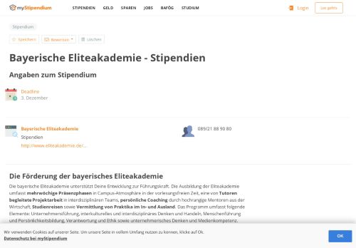 
                            10. Bayerische Eliteakademie - Stipendien | myStipendium