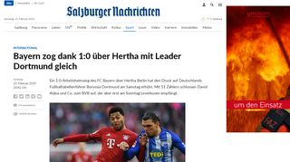 
                            6. Bayern zog dank 1:0 über Hertha mit Leader Dortmund gleich | SN.at