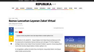 
                            10. Baznas Luncurkan Layanan Zakat Virtual | Republika Online