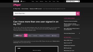 
                            11. BBC iPlayer Help - Can I have more than one user signed in on my TV?