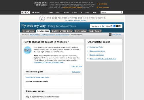 
                            13. BBC - My Web My Way - Changing colours in Windows 7