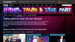 
                            11. BBC Shows and Tours - Take Part