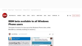 
                            9. BBM beta available to all Windows Phone users - CNET