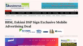 
                            7. BBM, Eskimi DSP Sign Exclusive Mobile Advertising Deal - Business ...