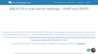 
                            6. BBOX.FR e-mail server settings - IMAP and SMTP - ServerSettings.email