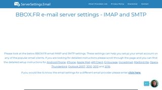 
                            11. BBOX.FR email server settings - IMAP and SMTP - ServerSettings.Email