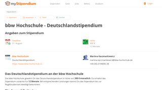 
                            12. bbw Hochschule - Deutschlandstipendium | myStipendium