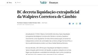 
                            4. BC decreta liquidação extrajudicial da Walpires ... - Valor Econômico