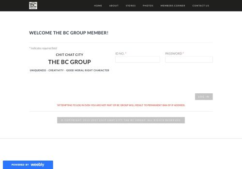 
                            6. BC MEMBER'S - LOG IN - Chit Chat City- The BC Group