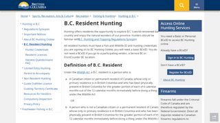 
                            13. B.C. Resident Hunting - Province of British Columbia