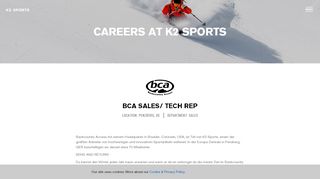 
                            10. BCA Sales/Tech Rep - BCA - Penzberg, DE - K2 Sports Careers