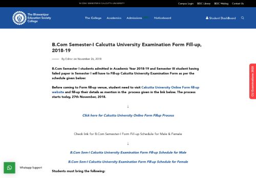 
                            12. B.Com Semester-I Calcutta University Examination Form Fill-up, 2018 ...