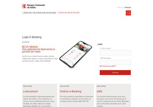 
                            6. BCVS e-banking - E-banking login - Banque cantonale du Valais