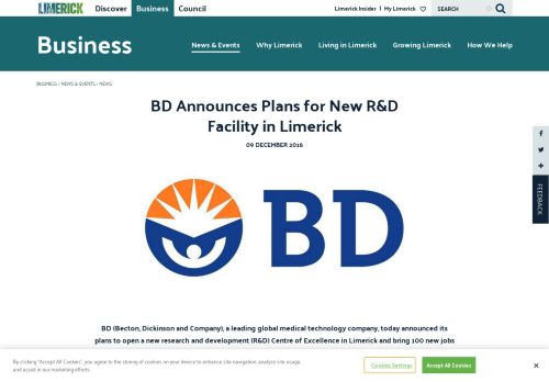 
                            13. BD Announces Plans for New R&D Facility in Limerick | Limerick.ie