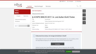 
                            11. BDG, Fellner: § 4 DVPV-BMLVS 2017 In- und Außer-Kraft-Treten: RDB ...