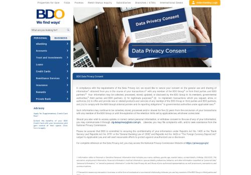 
                            10. BDO Data Privacy Consent - Home - BDO Unibank, Inc.