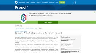 
                            10. Be aware. Arvixe hosting services is the worst in the world | Drupal.org