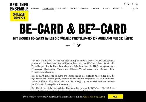 
                            7. BE-Card & NEU: BE²-Card | berliner-ensemble