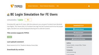 
                            4. BE Login Simulation for FE Users (simulatebe) - TYPO3 Extension ...