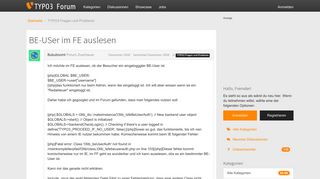 
                            7. BE-USer im FE auslesen — TYPO3 Forum