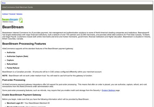 
                            8. BeanStream - Technical Support for AbleCommerce