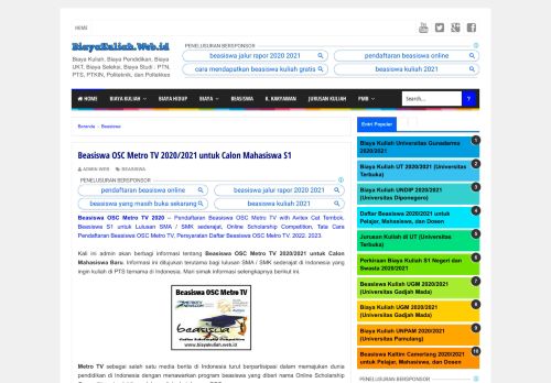 
                            4. Beasiswa OSC Metro TV 2019/2020 untuk Calon Mahasiswa | Biaya ...