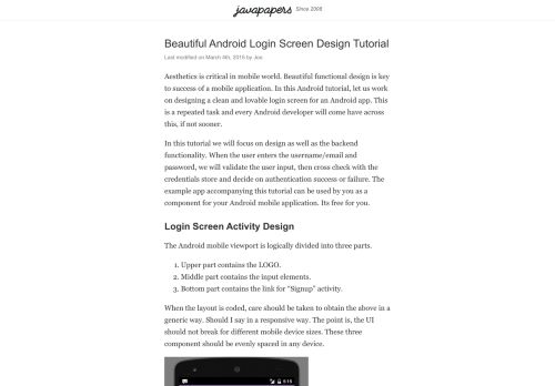 
                            6. Beautiful Android Login Screen Design Tutorial - Javapapers