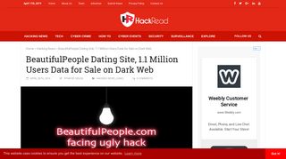 
                            3. BeautifulPeople Dating Site, 1.1 Million Users Data for Sale on Dark ...