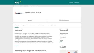 
                            7. Beckerbillett GmbH als Arbeitgeber | XING Unternehmen