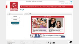 
                            8. Become a LaGuardia VIP (Login Page)