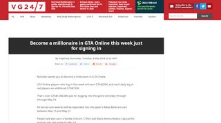 
                            6. Become a millionaire in GTA Online this week just for signing in
