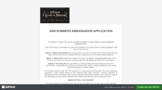 
                            1. Become an Ann Summers Ambassador - JotForm