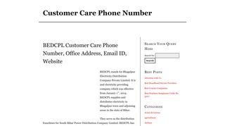 
                            7. BEDCPL Customer Care Phone Number, Office Address, Email ID ...