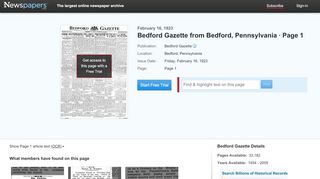 
                            9. Bedford Gazette from Bedford, Pennsylvania on February 16, 1923 ...