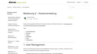 
                            9. Bedienung 2 – Nutzerverwaltung – Webtrekk